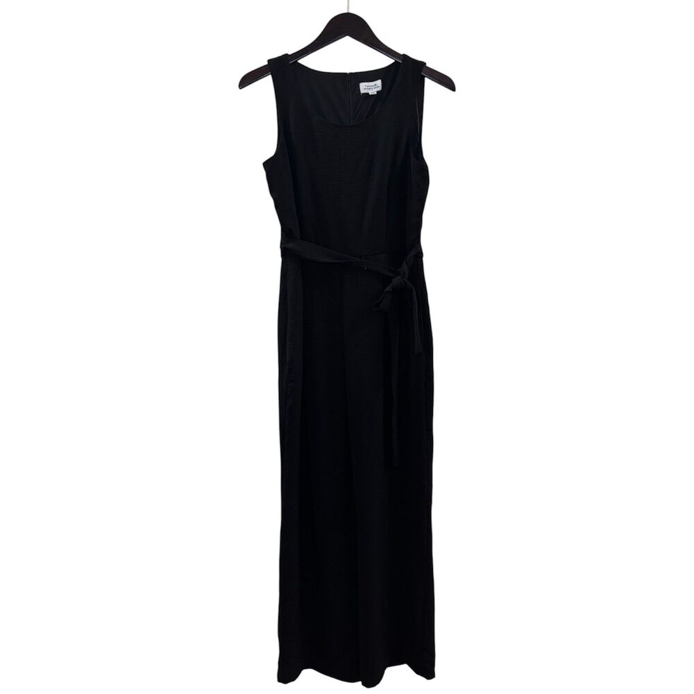 Tahari Arthur S. Levine Sleeveless Jumpsuit with Tie Belt Black Size 6